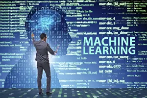 Modern Technology Symbol Drucke: Machine learning concept as modern technology
