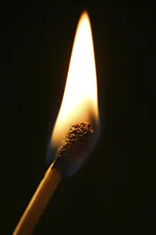 Black Background Fire Drucke: One macro match in flame over black background