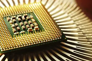 Close Up Computer Hardware Drucke: Macro shot of central processing unit