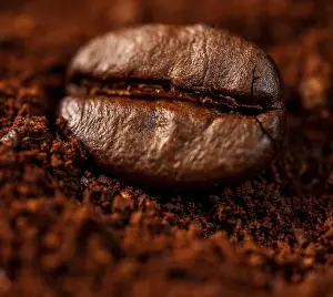 Drucke von Überblick von einem einzelnen Kaffeebohne und gemahlener Kaffee Arabica Drucke: Überblick von einem einzelnen Kaffeebohne und gemahlener Kaffee.