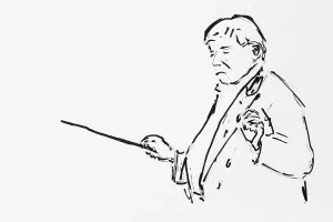 German Conductor Drawing Drucke: Maestro Daniel Bernstein conducting
