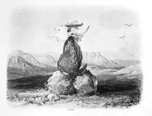 Empty Rock Formations Drucke: Magic pile erected by the Assiniboin Indians