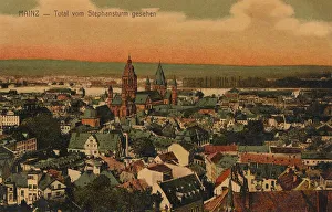 Central Europe Depiction Drucke: Mainz, seen from the Stephansturm