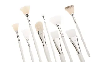 Professional Makeup Tools Drucke: Make up brushes of different size and type object isolated view on white