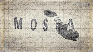 Gerahmter Druck : Malta Mosta Retro Typography Karte