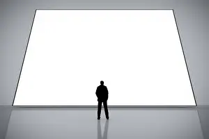Lofoten Norway Drucke: A man in front of a big white empty screen