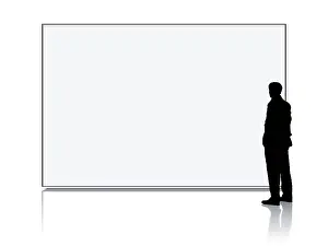 Scandinavian Male Model Drucke: A man in front of a big white empty screen
