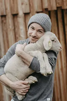Caucasian Male Model Drucke: Man with lamb, Austria