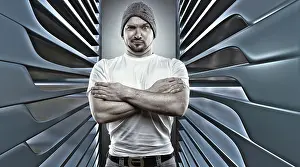 Digital Composing Image Drucke: Man posing like a macho with his arms folded