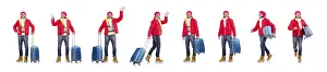 Symbolic Winter Image Drucke: Man preparing for winter vacation