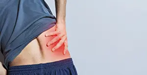 Back Pain Relief Drucke: Man with spine and lower back problems