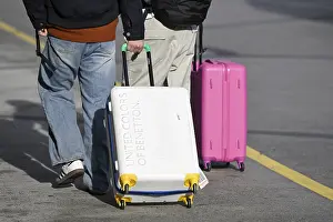 Holiday Tourism Photography Drucke: Man with suitcase