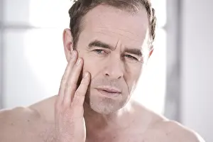 Male Studio Photography Model Drucke: Man with toothache