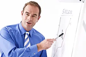 Communication Skills Training Drucke: Manager explaining something by using a flipchart