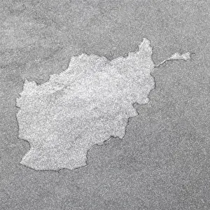 Drucke von Karte von Afghanistan, silberner Hintergrund, Kartenhintergrund Karte Drucke: Karte Afghanistans, silberner Hintergrund.