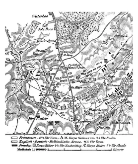 Karte der Schlacht bei Waterloo vom 18. Juni 1815