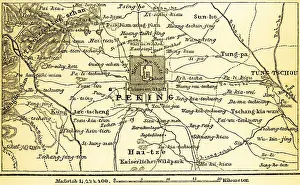 Drucke von Karte von Peking und Umgebung, Peking, China, Asien, Kaiserliche Stadt und Sommerpalast, Kaiserlicher Wildpark, Platz Heilige Stadt, Berge Karte Drucke: Karte von Peking und Umgebung.