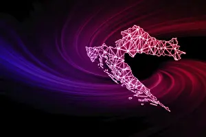 Polygonal Mesh Line Map Drucke: Map of Croatia, Polygonal mesh line map