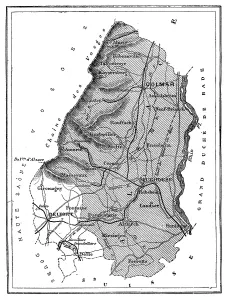 European Mountain Landscape Drucke: Map of the department of Bas-Rhin