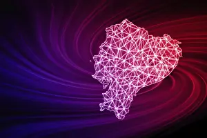 Karte Drucke: Karte von Ecuador, Polygonalnetzlinienkarte.
