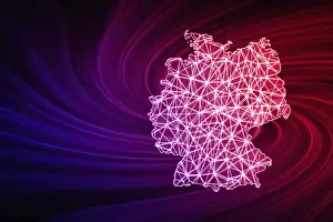 Contemporary Europe Maps Drucke: Map of Germany, Polygonal mesh line map