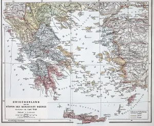 Historical Maps Drucke: Map of Greece from the late Middle Ages