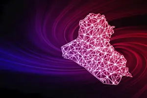 Drucke von Karte des Irak, Polygongitterlinienkarte, moderne Karte Karte Drucke: Karte von Irak, Polygon-Mesh-Linienkarte, moderne Karte.