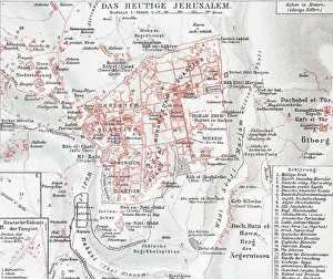 Karte von Jerusalem im Jahr 1888, historisch