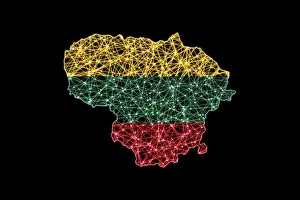 Karte von Litauen, polygonales Netzlinienkarte.