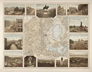 Drucke von Karte und Orte, Mexiko, um 1900, Illustration, Reproduktion eines Modells aus dem 19. Jahrhundert Karte Drucke: Karte und Ortschaften, Mexiko, um 1900.