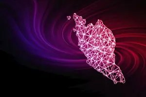 Drucke von Karte von Malaysia, polygonale Netzlinienkarte, moderne Karte Karte Drucke: Karte von Malaysia, polygonale Netzlinienkarte.