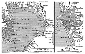 Southeast Asia Maps Drucke: Map of Manila and the surrounding area