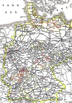 Historic Railway Infrastructure Drucke: Map, marked state railways marked black