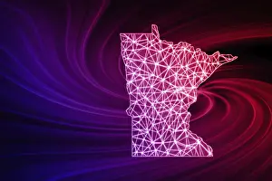 Polygonal Mesh Line Map Drucke: Map of Minnesota, Polygonal mesh line map
