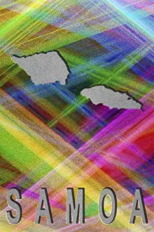Samoa Drucke: Karte von Samoa, bunter Hintergrund, Kopie-Raum.