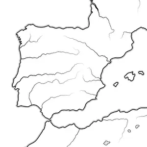 Southern Europe Landscape Photo Drucke: Map of The SPANISH Lands: Spain