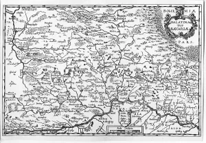 Drucke von Historische Karte von Oberbayern und Niederbayern, Kupferstich um 1650 Matthäus Merian Drucke: Karte von Ober- und Niederbayern, Kupferstich um 1650