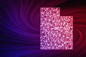 Contemporary US Maps Drucke: Map of Utah, Polygonal mesh line map, modern map