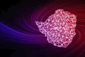 Drucke von Karte von Simbabwe, polygonales Netzlinienkarte, moderne Karte Karte Drucke: Karte von Simbabwe, polygonales Netzlinienkarte.
