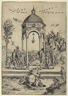Lucas Cranach The Elder Artwork Drucke: Marcus Curtius Falling into the Abyss