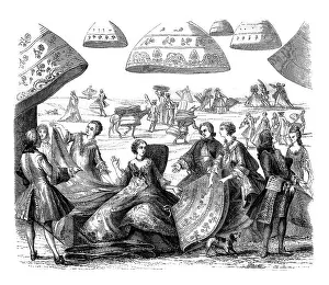 Deserted Old Illustration Drucke: Margot distributing its baskets