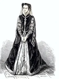 British History Image Drucke: Mary Stuart as dethroned queen
