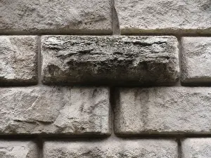 Rustic Stone Background Drucke: Massive limestone wall ? Structure texture background