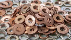Metal Material Production Drucke: Material, metal, copper, a large quantity of copper washers