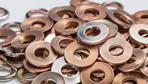 Industrial Plant Drucke: Material, metal, copper, a large quantity of copper washers