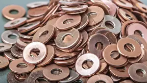 Metal Material Production Drucke: Material, metal, copper, a large quantity of copper washers