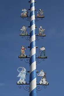 Southern Germany Traditions Drucke: Maypole, craft guild tree, Mittenwald