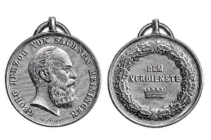 Historical Art Illustration Drucke: Medal of Arts and Sciences, Sachsen-Meiningen
