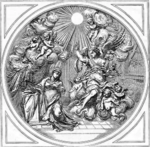 Drucke von Medaillon emailliertes Silber, aufbewahrt in Pisa, antike gravierte Illustration. Magasin Pittoresque 1873 Pisa Drucke: Medallion silberbeschlagt, liegt in Pisa.