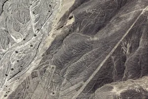 South American Desert Scenery Drucke: Complex line patterns and elevations in a barren landscape